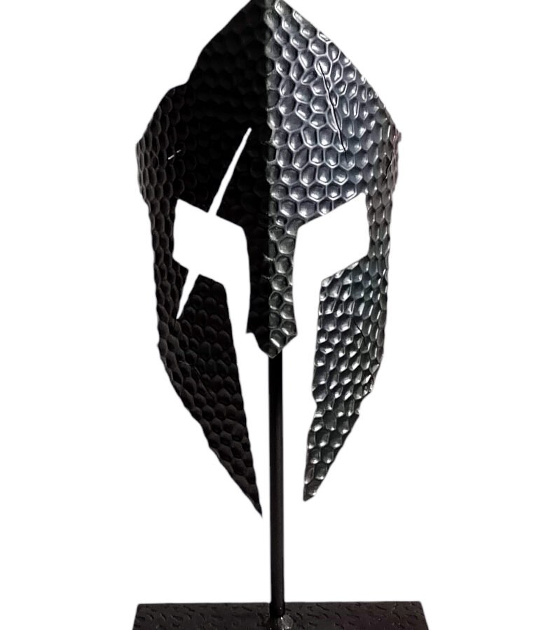Hammered crested helmets with support base